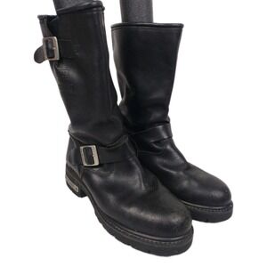 Xelement Engineer 1446 Mens Steel Toe Black Leather Motorcycle Boots Size 8.5M